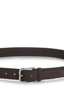Logo-buckle belt in woven suede by HUGO BOSS