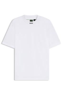 Logo-collar T-shirt in stretch cotton by HUGO BOSS