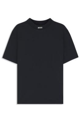 Logo-collar T-shirt in stretch cotton by HUGO BOSS