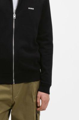 Logo-detail knit jacket in cotton by HUGO BOSS