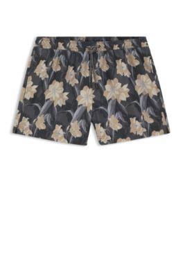 Logo-detail swim shorts with floral print by HUGO BOSS