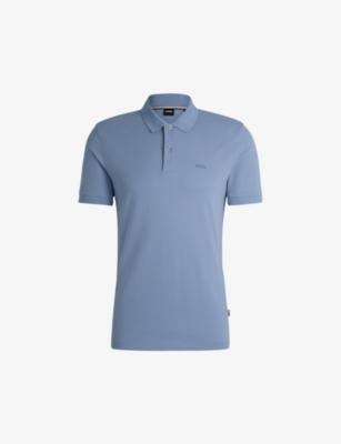 Logo-embroidered brand-tab regular-fit cotton-piqué polo shirt by HUGO BOSS