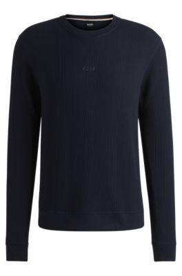 Logo-embroidered sweatshirt in a waffle knit by HUGO BOSS