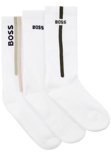 Logo-intarsia cotton-blend socks - set of three by HUGO BOSS
