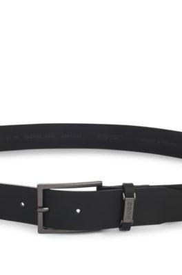 Logo-keeper belt in buffalo leather by HUGO BOSS