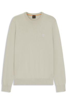 Logo-label sweater in cotton and cashmere by HUGO BOSS