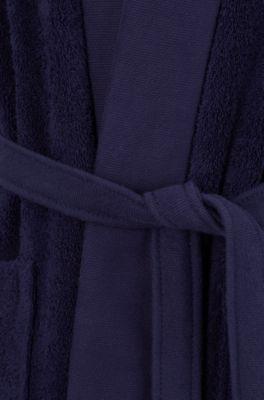 Logo-lapel grey dressing gown in long-fibre cotton by HUGO BOSS