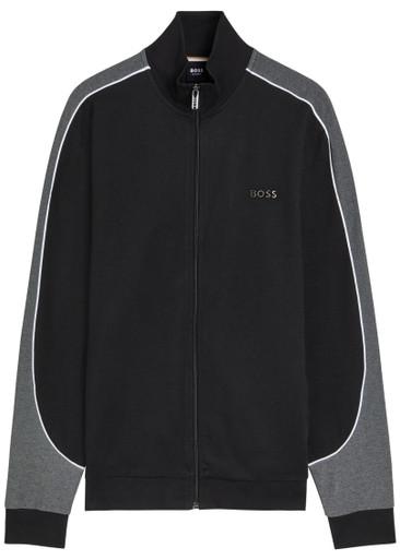 Logo panelled cotton-blend track jacket by HUGO BOSS