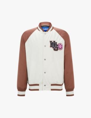 Logo-patch contrast-sleeve woven bomber jacket by HUGO BOSS