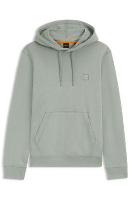 Logo-patch hoodie in cotton terry by HUGO BOSS