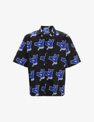 Logo-print relaxed-fit short-sleeve cotton shirt by HUGO BOSS