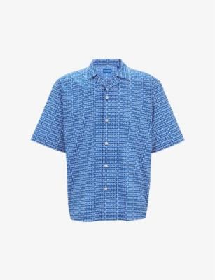 Logo-print relaxed-fit short-sleeve cotton shirt by HUGO BOSS