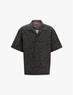 Logo-print short-sleeve cotton shirt by HUGO BOSS
