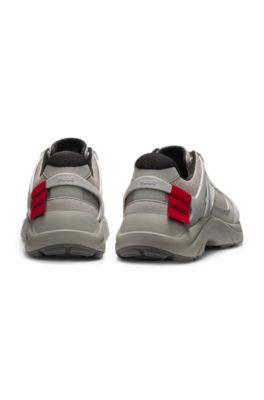 Logo-spoiler trainers in mesh and faux suede by HUGO BOSS