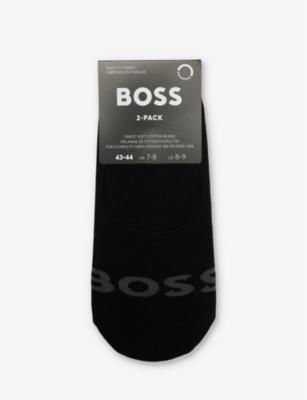 Logo text-pattern pack of two stretch-cotton blend socks by HUGO BOSS