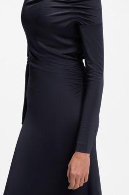Long-sleeved dress with asymmetric neckline by HUGO BOSS
