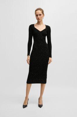 Long-sleeved knitted dress with sequin embellishments by HUGO BOSS Long-sleeved knitted dress with sequin embellishments by HUGO BOSS