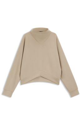 Loose-fit sweatshirt with draped funnel neck by HUGO BOSS