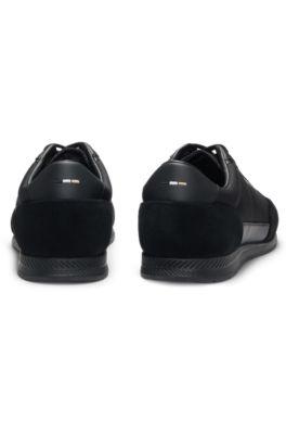 Low-top trainers with suede and faux leather by HUGO BOSS