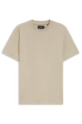 Lux cotton T-shirt with fine-line collar by HUGO BOSS