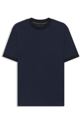 Luxe travel wool T-shirt with FK collar by HUGO BOSS