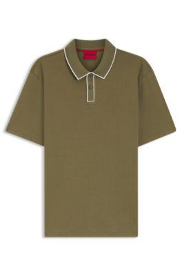 Luxury cotton polo shirt with contrast trim by HUGO BOSS