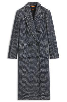 Macro-herringbone coat with double-breasted closure by HUGO BOSS