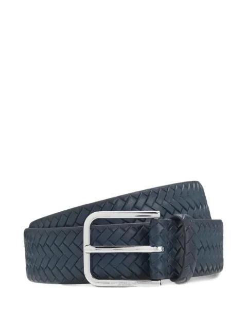Madison pin-buckle belt in woven leather by HUGO BOSS