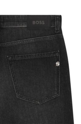 Maine black regular-fit jeans in mechanical-stretch denim by HUGO BOSS Maine black regular-fit jeans in mechanical-stretch denim by HUGO BOSS