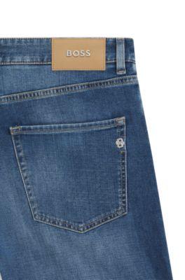 Maine blue regular-fit jeans in comfort-stretch denim by HUGO BOSS