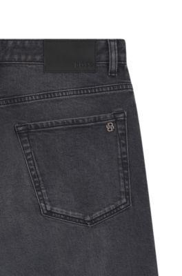Maine grey regular-fit jeans in comfort-stretch denim by HUGO BOSS