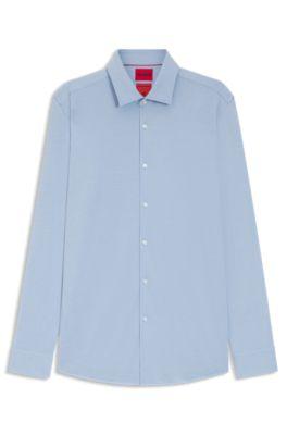 Melange slim-fit shirt in cotton-blend jersey by HUGO BOSS