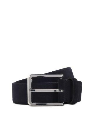 Men's Caleb Polished Silver Leather Belt by HUGO BOSS