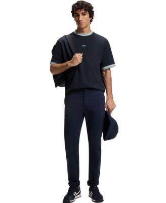 Men's Cotton Striped Trim Relaxed-Fit T-Shirt by HUGO BOSS
