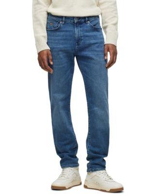 Men's Mid-Blue Comfort-Stretch Regular-Fit Jeans by HUGO BOSS