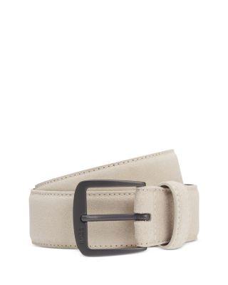Men's Syhr White Gunmetal Leather Belt by HUGO BOSS