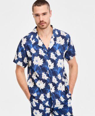 Men's Tropical Printed Button-Down Swim Shirt by HUGO BOSS