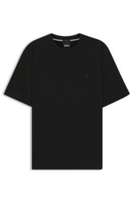 Mercerised-cotton T-shirt with Double B monogram by HUGO BOSS