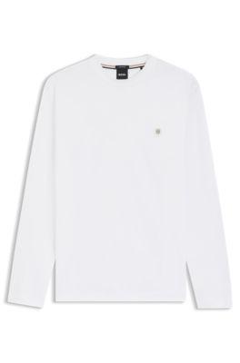 Mercerised-cotton T-shirt with Double B monogram by HUGO BOSS