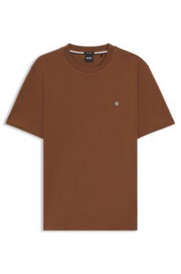 Mercerised-cotton T-shirt with Double B monogram by HUGO BOSS