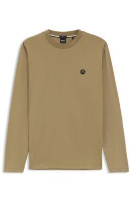 Mercerised-cotton T-shirt with Double B monogram by HUGO BOSS