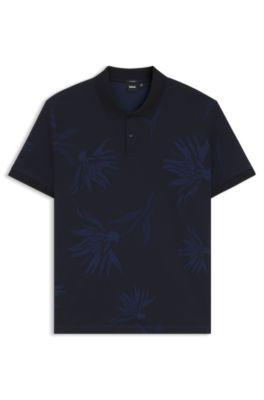 Mercerised-cotton polo shirt with floral jacquard by HUGO BOSS