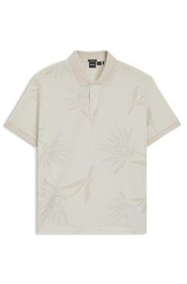 Mercerised-cotton polo shirt with floral jacquard by HUGO BOSS
