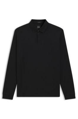 Mercerised-cotton polo shirt with plain collar by HUGO BOSS