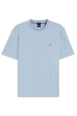 Mercerized-cotton T-shirt with Double B monogram by HUGO BOSS