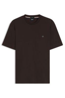 Mercerized-cotton T-shirt with Double B monogram by HUGO BOSS Mercerized-cotton T-shirt with Double B monogram by HUGO BOSS