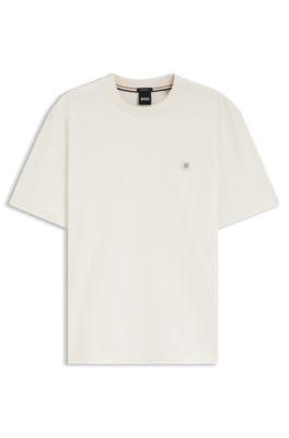 Mercerized-cotton T-shirt with Double B monogram by HUGO BOSS