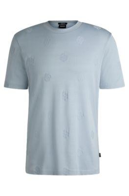 Mercerized-cotton T-shirt with Double B monograms by HUGO BOSS Mercerized-cotton T-shirt with Double B monograms by HUGO BOSS