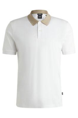 Mercerized-cotton T-shirt with contrast collar band by HUGO BOSS