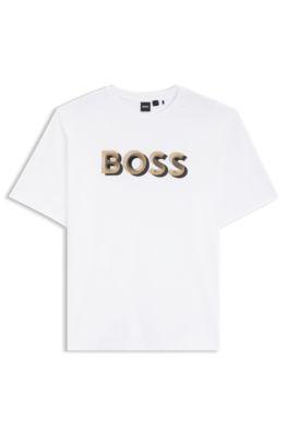 Mercerized-cotton T-shirt with logo artwork by HUGO BOSS